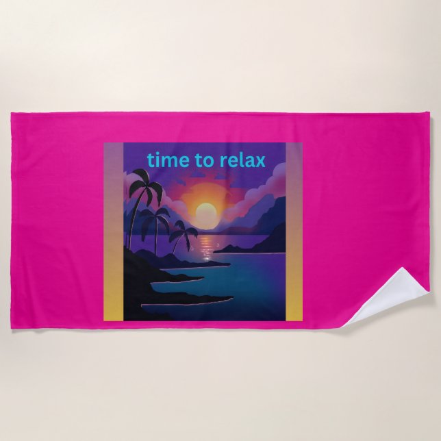 Serviette de plage Coucher de soleil tropical pour (Devant)