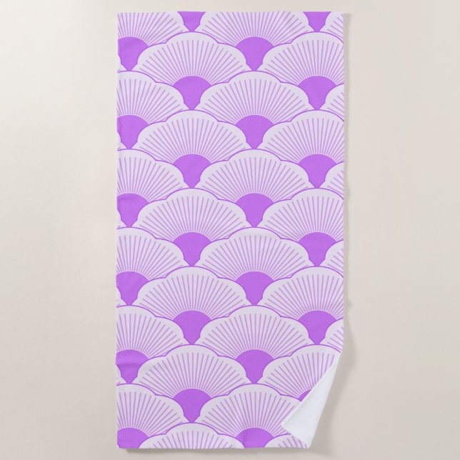 Serviette De Plage Coucher de soleil, violet tonique, texture béton (Devant)