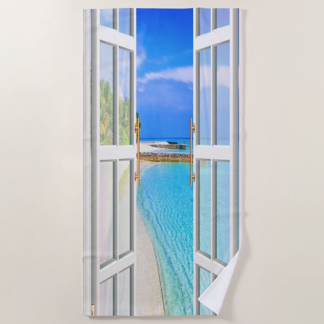 Serviette De Plage Couchers de soleil sur la plage estivale (Devant)