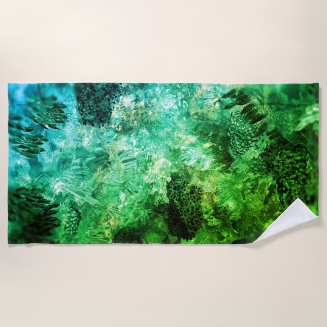 Serviette De Plage Couches de cristaux verts (Devant)