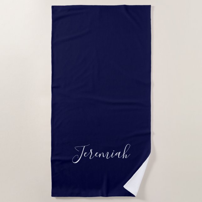 Serviette De Plage Couleur bleu marine Calligraphie moderne simple de (Devant)