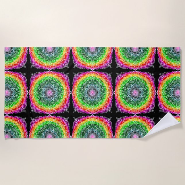 Serviette De Plage Couleur éclater Rainbow Prism Mandala (Devant)