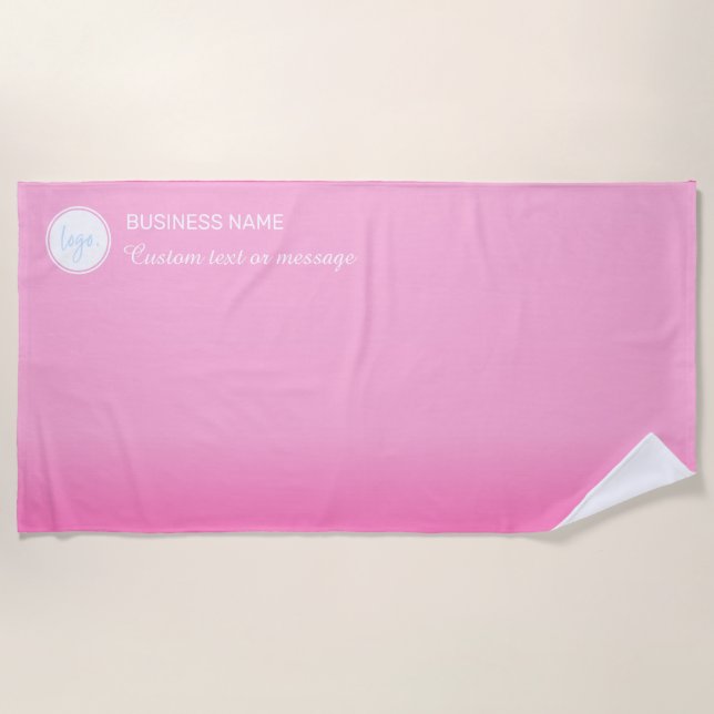 SERVIETTE DE PLAGE COULEUR GRADIENTE ROSE NOM DE L'ENTREPRISE, LOGO,  (Devant)