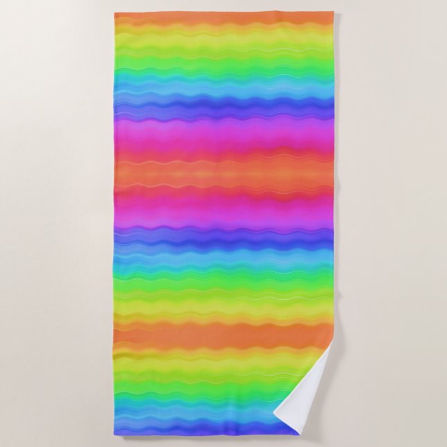 Serviette De Plage Couleur Pastel Graduelle Rainbow Wavy (Devant)