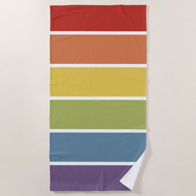 Serviette De Plage Couleur rétro Muet arc-en-ciel Motif LGBT (Devant)