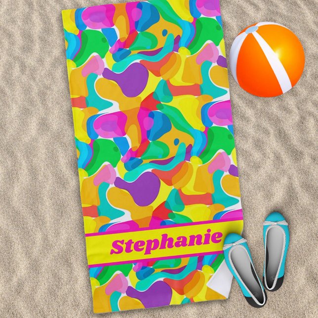 Serviette De Plage Couleurs arrondies lumineuses Motif Abstrait (Créateur téléchargé)