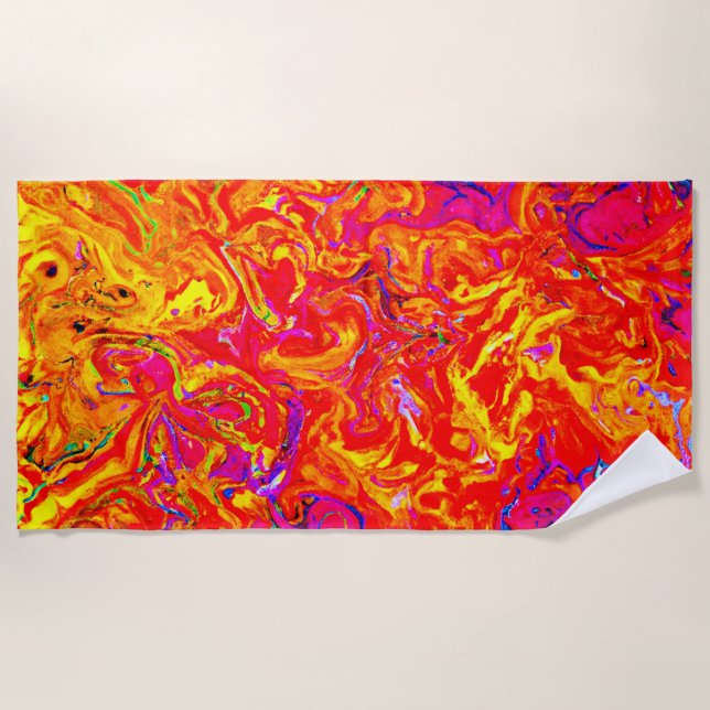 Serviette De Plage Couleurs de lave audacieuses Design abstrait (Devant)