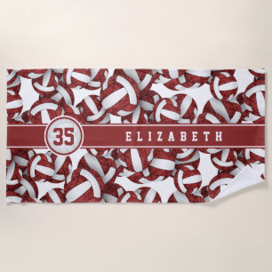 Serviette De Plage Couleurs de l'équipe blanche de volley-ball