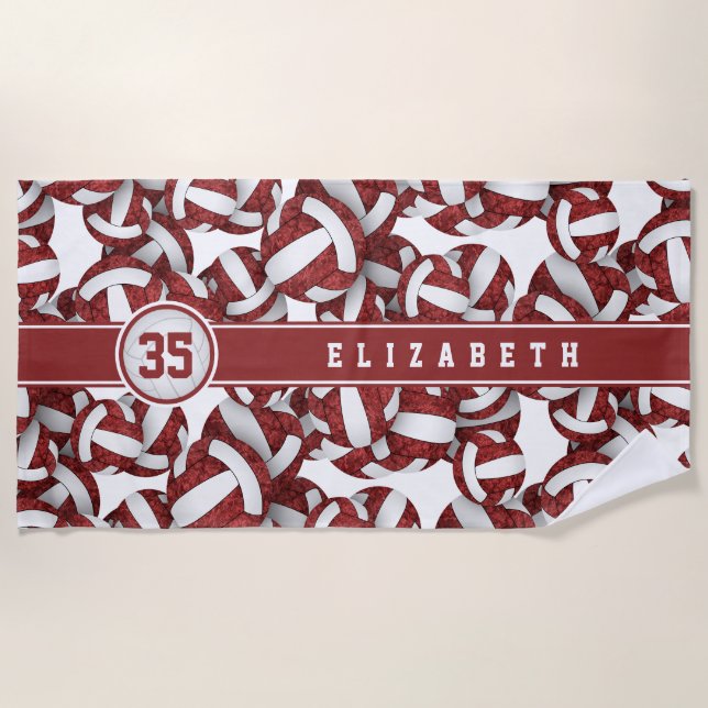 Serviette De Plage Couleurs de l'équipe blanche de volley-ball (Devant)