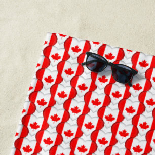 Serviette De Plage Couleurs du drapeau canadien Coeurs Feuille d'érab