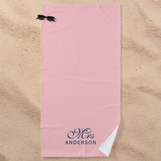 Serviette De Plage Couleurs éditable Personnalisées Élégant Script Mm (Créateur téléchargé)