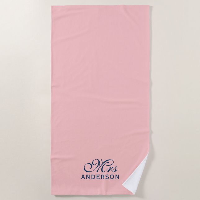 Serviette De Plage Couleurs personnalisées modifiables Élégant Script (Devant)