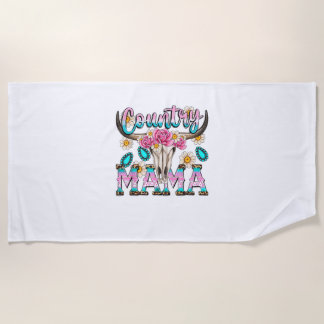 Serviette De Plage Country Mama Retro Super Vache Crâne Pays Rodéo