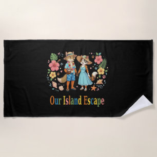 Serviette De Plage Couple d'animaux de lune de miel tropicale plage