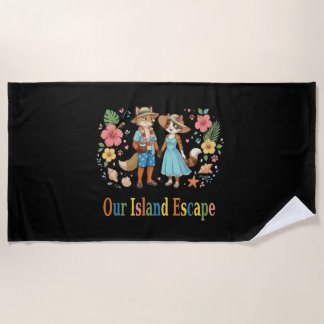 Serviette De Plage Couple d'animaux de lune de miel tropicale plage