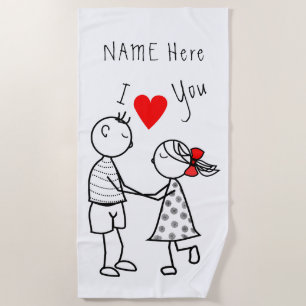 Serviette De Plage Couple Love Beach Towel Cadeau sur mesure Votre no