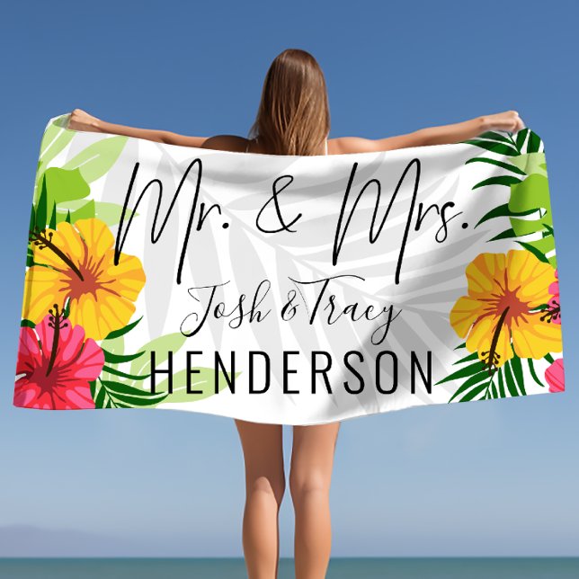 Serviette De Plage Couples Mariage personnalisé, Cadeau Anniversaire (Couples Personalized Wedding, Anniversary Gift Beach Towel)