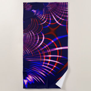 Serviette De Plage Courbes pointillées du bleu au rouge et blanc. Ros