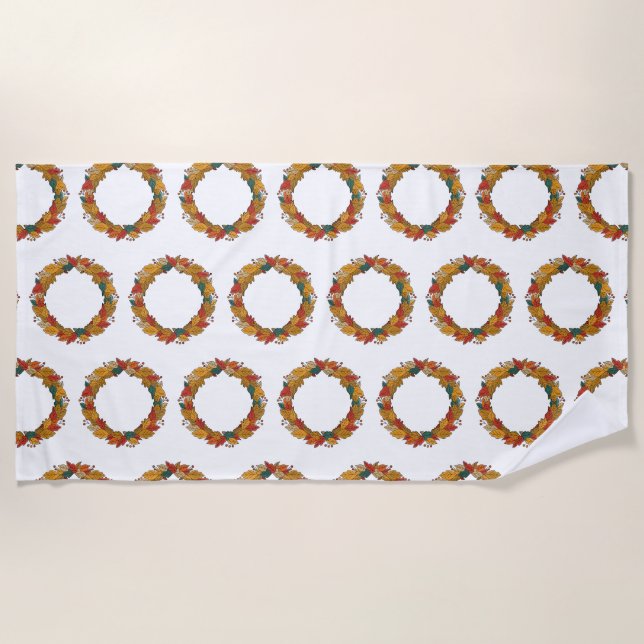 Serviette De Plage Couronne de feuilles automnales (Devant)