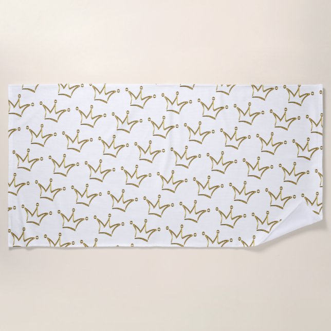Serviette De Plage Couronne dorée drôle - luxe royal 1 (Devant)