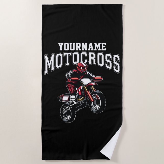 Serviette De Plage Course Motocross Dirt Bike Rider personnalisée (Devant)