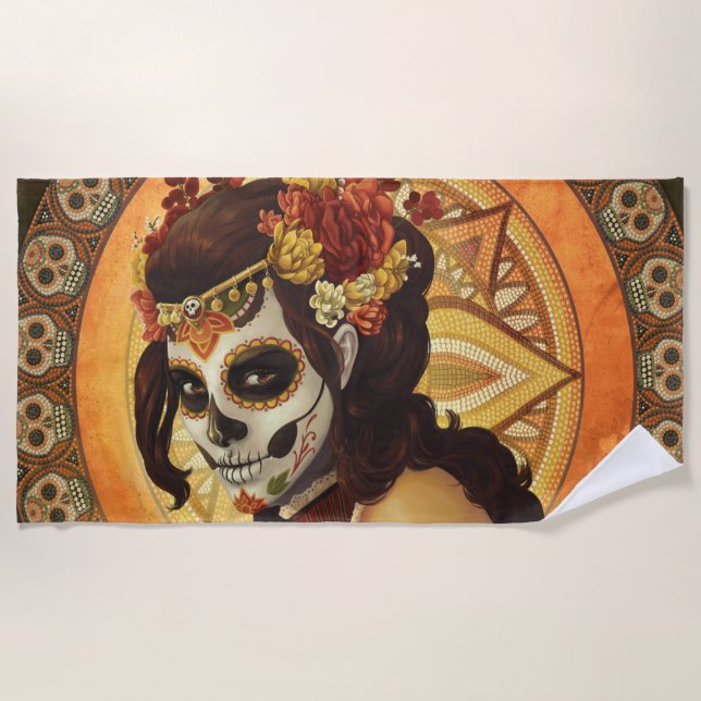 Serviette De Plage Coussin de jet Dia De Los Muertos (Devant)