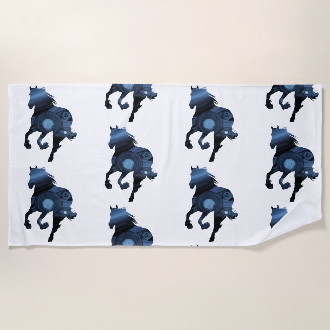 Serviette De Plage Coussin décoratif Blue  Horse Art (Devant)