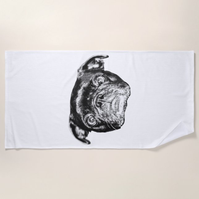 Serviette De Plage Couverture de natation pour Pug d'hiver (Devant)