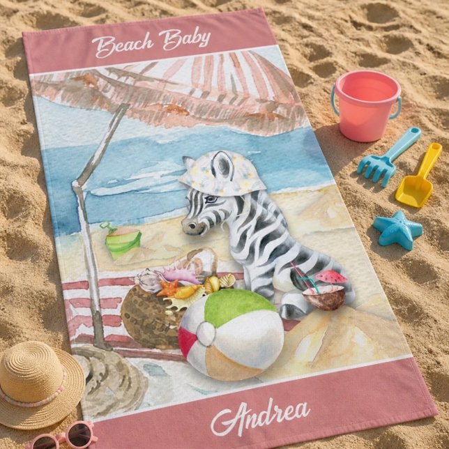 Serviette De Plage Couverture de plage personnalisée Zèbre Bébé (Créateur téléchargé)