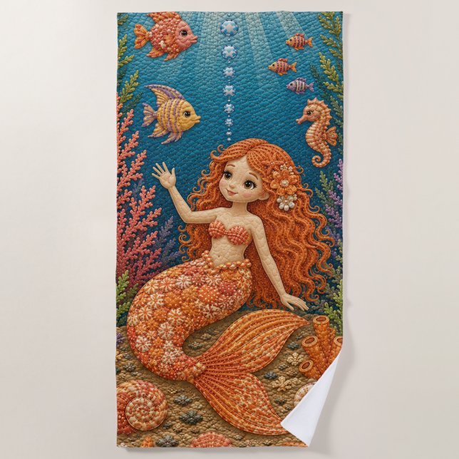 Serviette De Plage Couvre-lit sirène orange  (Devant)