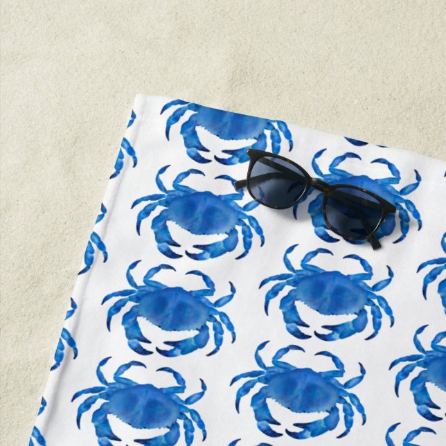 Serviette De Plage Crabe Bleu Côté Mer (En situation)