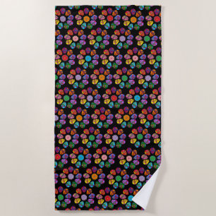 Serviette De Plage Crâne de Sucre Fleur