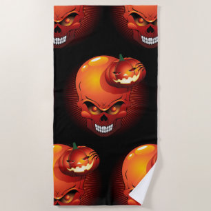 Serviette De Plage Crâne d'Halloween et Citrouille