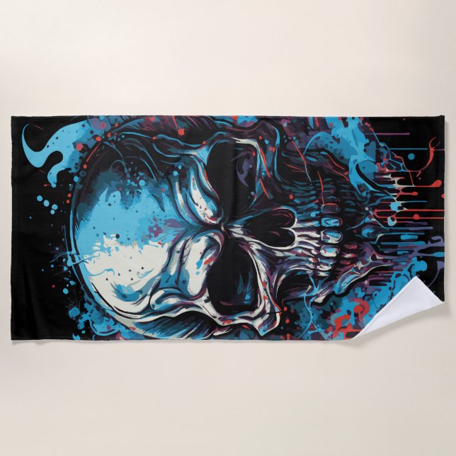 Serviette De Plage Crâne effrayant (Devant)