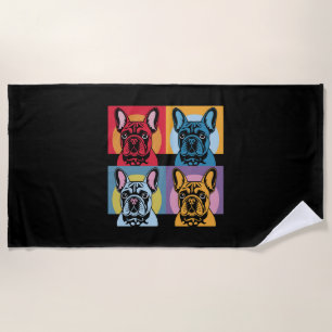 Serviette De Plage Création Pop Art de Bulldog Français Coloré pour C