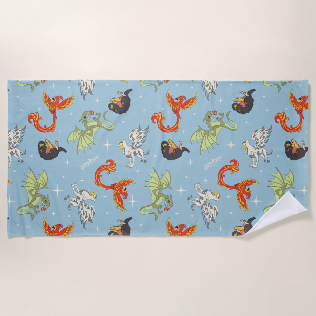 Serviette De Plage Créatures Magiques Motif Vintage (Devant)