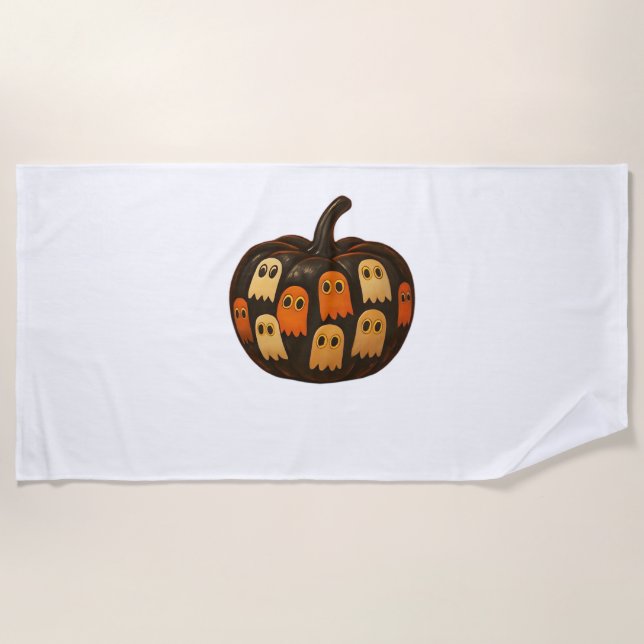 Serviette De Plage Creeper Citrouille Ghosts Halloween Cadeau classiq (Devant)