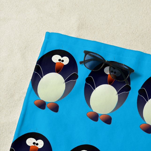 Serviette De Plage Créez un pingouin de Linux (En situation)