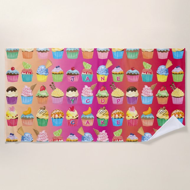 Serviette De Plage Créez vos propres festins délicieux de monogramme (Devant)