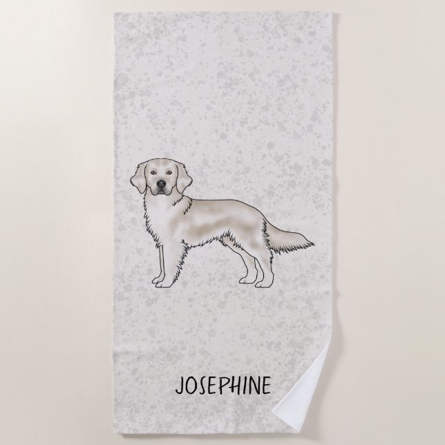 Serviette De Plage Crème anglaise Golden Retriever Chien Nom Personna (Devant)