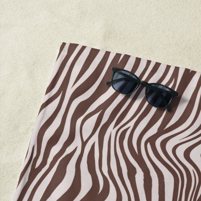 Serviette De Plage Crème Brown Zebra Print (En situation)