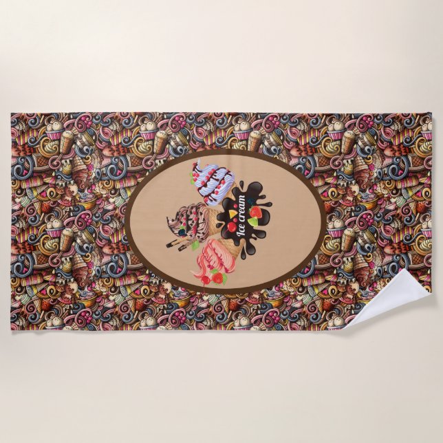 Serviette De Plage Crème Glacée (Devant)