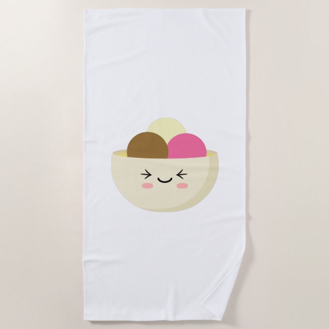 Serviette De Plage Crème glacée Kawaii (Devant)