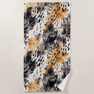 Serviette De Plage Crème noire blanche léopard animal