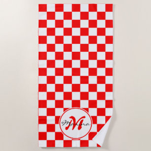 Serviette De Plage Croatie   Hrvatska   Nom À damiers Monogramme