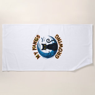 Serviette De Plage Crocs qui grandissent Chat noir d'Halloween Lune b