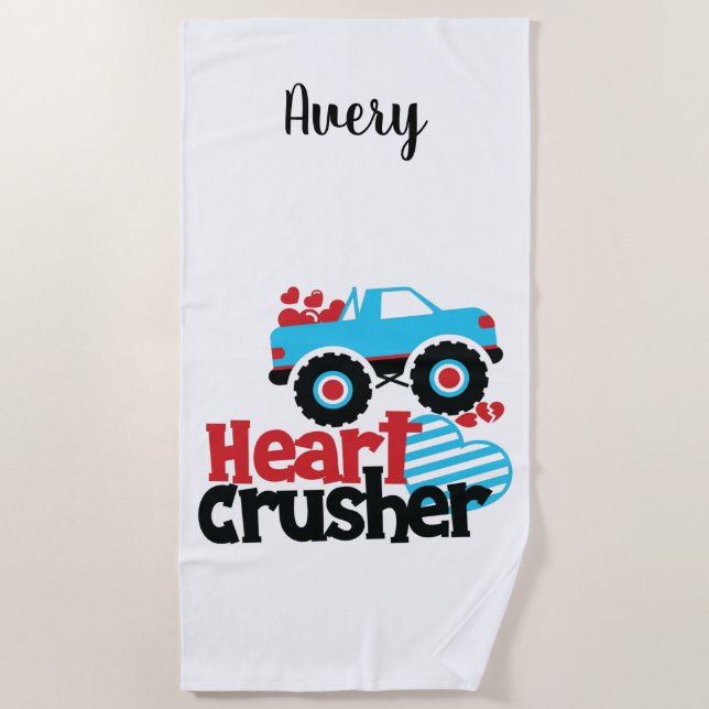 Serviette De Plage Croisière Coeur de Camion Monster bleu Valentine (Devant)