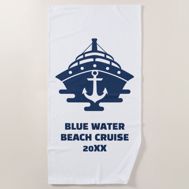 Serviette De Plage Croisière sur mesure Ancre nautique de plage (Devant)