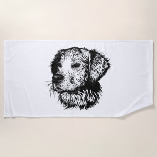 Serviette De Plage Croquis en tête de canine