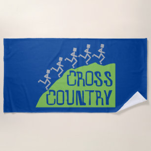 Serviette De Plage Cross Country Runners on Hill © Beach Towel